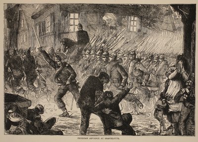 Avance prusiano en Gravelotte, ilustración de la Historia de la Guerra entre Francia y Alemania, 1870-1871 de French School