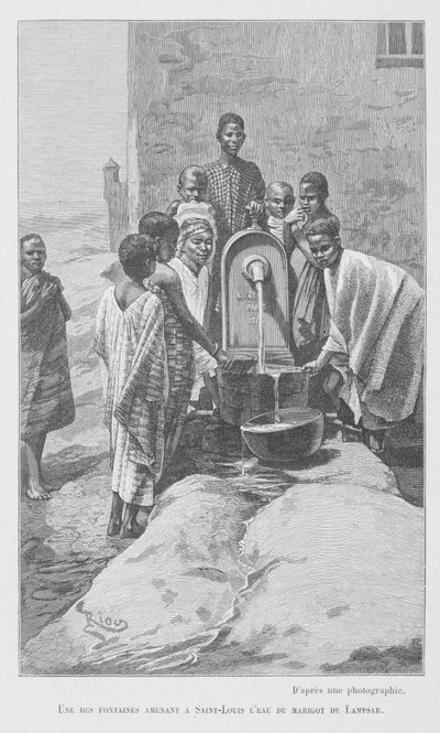Fuente pública en Senegal, ilustración de "Le Senegal..." por Louis Leon Faidherbe, 1889 de French School