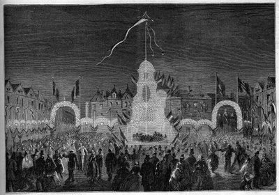 Iluminaciones públicas y bailes para la fiesta del 15 de agosto. Abbeville, Somme (80) de French School