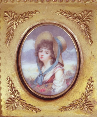 Pulcherie de Valence llevando un haz de trigo con amapolas y acianos, c.1783 de French School