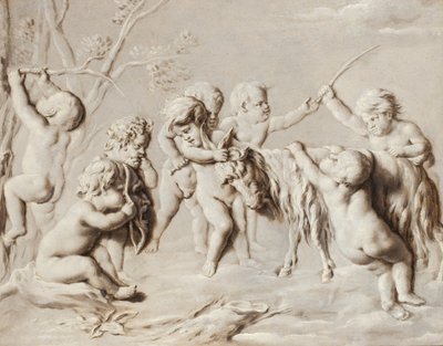 Putti jugando con la cabra Amaltea de French School