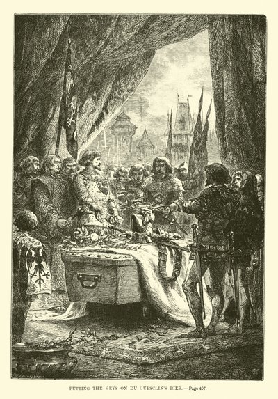 Colocando las llaves en el féretro de Du Guesclin de French School