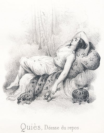 Q Quies: Diosa de la tranquilidad y el descanso, esposa de Sueño, hijo del Erebo y la Noche de French School