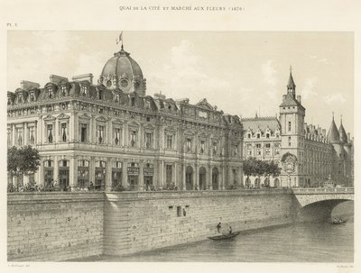 Quai de la Cité y Mercado de Flores, 1876 de French School