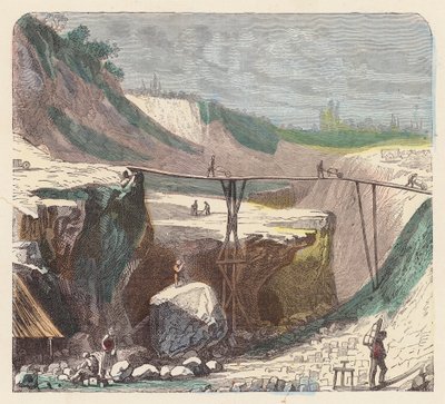 Extracción de piedra (grabado en color) de French School