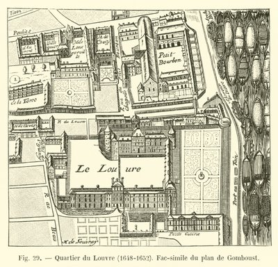 Barrio del Louvre, 1648-1652, facsímil del plano de Gomboust de French School
