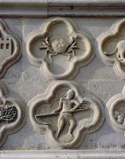 Cuatrofoils que representan Cáncer y junio, c.1220 de French School