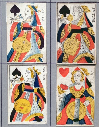 Reina de Espadas y Reina de Corazones, cartas de juego, siglos XVII - XVIII de French School
