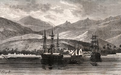 Rada de Tahití - Tahití - grabado en “La Francia ilustrada: geografía, historia, administración estadística” por V.A. Malt-Brown. 1884 de French School