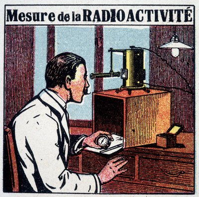 Medición de la radiactividad - grabado, siglo XX de French School