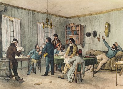 Sala de lectura de la prisión de Sainte-Pelagie, París, c. 1840 de French School