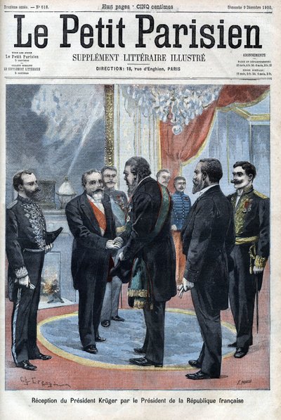 Recepción del Presidente Paul Kruger (1825-1904), Presidente de la República de Transvaal por el Presidente de la República Francesa Emile Loubet en el Palais de L
