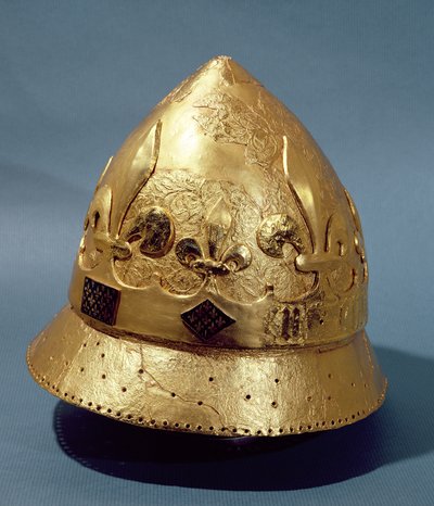 Reconstrucción del casco dorado de Carlos VI (1368-1422) encontrado en las excavaciones del Louvre de 1986 de French School