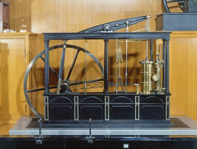 Reconstrucción de la máquina de vapor diseñada por James Watt (cobre y vidrio) de French School