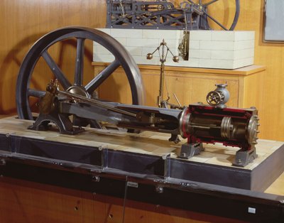 Reconstrucción de la máquina de vapor inventada por George Henry Corliss de French School
