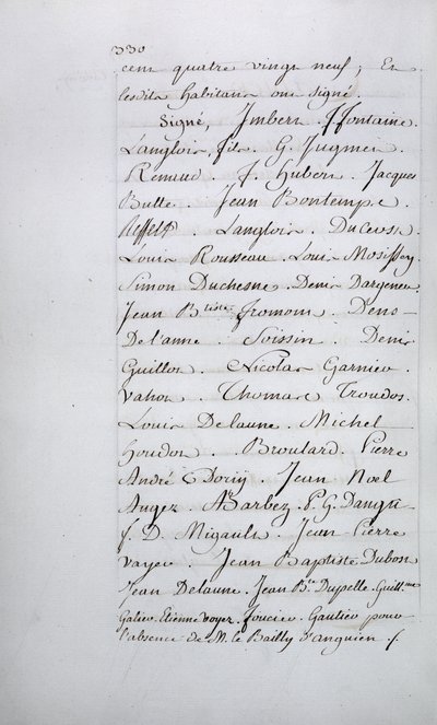 Registro de agravios de la parroquia de Taverny, página 330 con firmas, abril de 1789 de French School