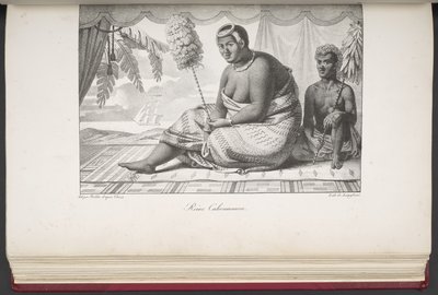 Reine Cahoumanou, Habitantes de las islas Sandwich, de Pintoresco viaje alrededor del mundo, con retratos de salvajes de América, Asia, África y las islas del Gran Océano; paisajes, vistas al mar y varios objetos de historia natural; de French School