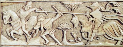 Relieve que representa caballeros luchando (detalle) de French School