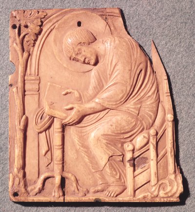 Relieve de un monje estudiando, del Hotel de Lunaret, siglos VIII-XI de French School
