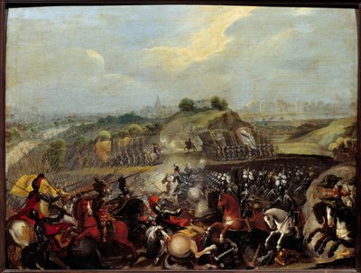Guerras religiosas: Enrique IV en la Batalla de Ivry el 14/03/1590 de French School