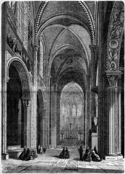 Arquitectura religiosa: vista interior de la iglesia de Saint Germain des Prés, en París de French School