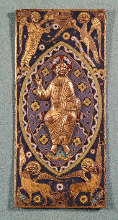 Placa relicario que representa a Cristo con los símbolos de los evangelistas de French School