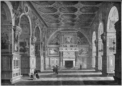 Arquitectura renacentista: vista general del salón de baile con techo francés realizado por Niccolò dell