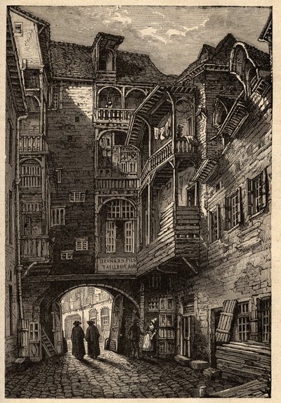 Rennes - La antigua puerta del pasaje de las Carmelitas - grabado en “PATRIE” - DESCRIPCIÓN PICTURESQUE DE FRANCIA EN 6 VOLÚMENES POR LUCIEN HUARD - finales del siglo XIX de French School