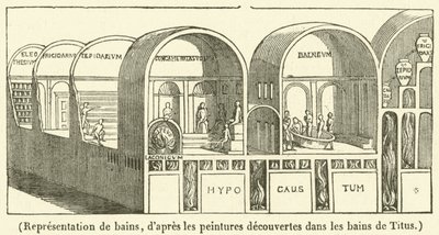 Representación de baños (grabado) de French School