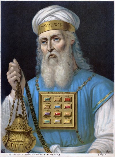Representación de Aarón (litografía en color) de French School