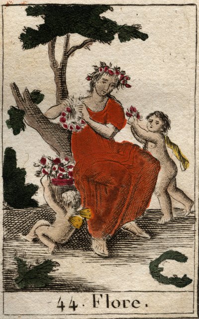 Representación de Flora, diosa de las flores. De "Mitología de la Juventud" por Pierre Blanchard 1803 de French School