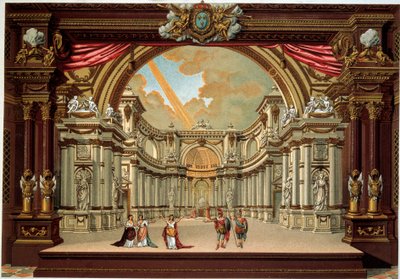 Representación de una obra de Jean Baptiste Poquelin llamado Molière (1622-1673) en el teatro del castillo de Versalles. Litografía del siglo XIX. Artes Decorativas, París de French School