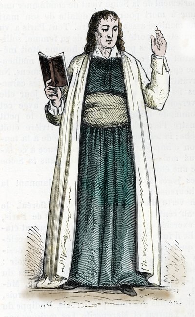 Representación de un sacerdote teofilántropo (grabado en color) de French School