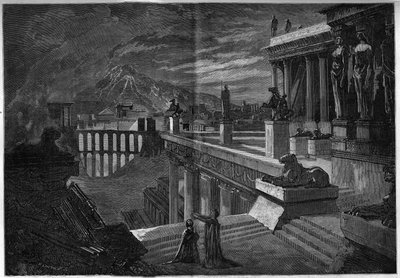 Representación de una ópera: “Herculanum” con libreto de Joseph Mery (1798-1866) y T. Hadot y música de Felicien David (1808-1876). La ciudad de Herculanum en el momento de su destrucción durante la erupción del Vesubio (última escena del Acto V). de French School