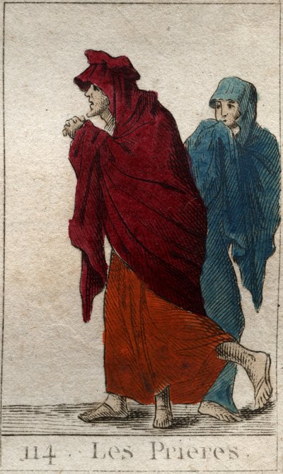 Representación de las Oraciones (o Lites), hijas de Júpiter, en forma de mujeres viejas, cojas y humildes. De “Mitología de la Juventud” por Pierre Blanchard 1803 de French School