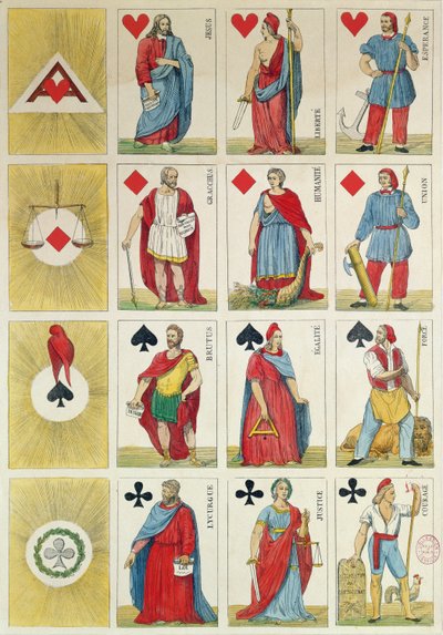 Reproducción de cartas de juego republicanas del período de la Revolución de 1848 de French School
