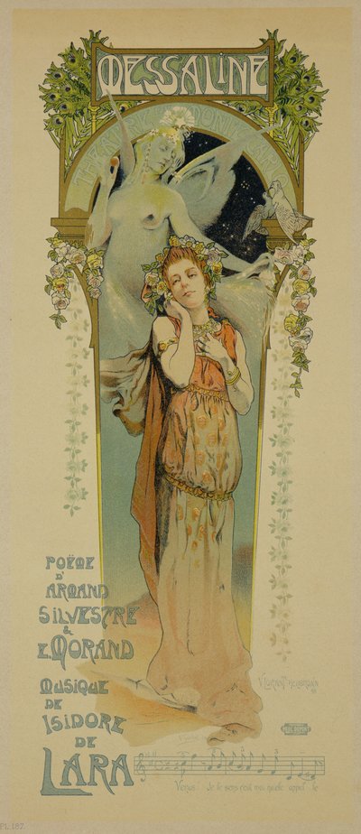 Reproducción de un cartel publicitario de la ópera Messaline, Casino de Monte Carlo, 1898 de French School