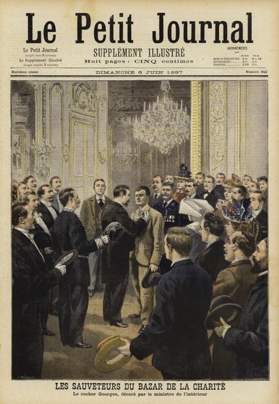 Rescatadores del incendio en el Bazar de la Caridad, París, 1897 de French School