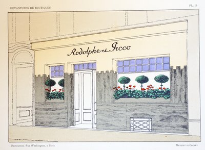 Restaurante, lámina 13, ilustración de Devantures de Boutiques de Louis-Pierre Sezille, París, 1927 de French School