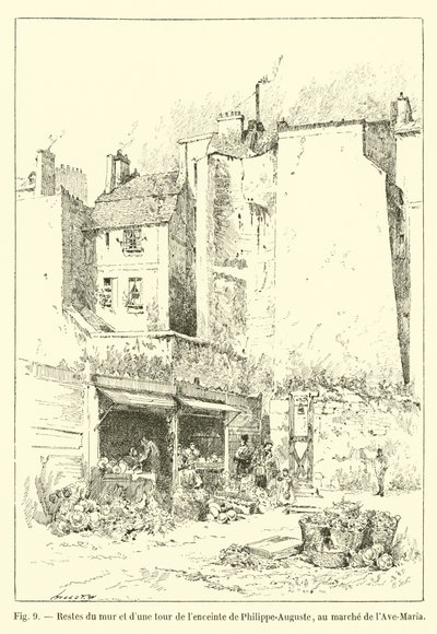 Restos del muro y de una torre del recinto de Philippe-Auguste, en el mercado de l