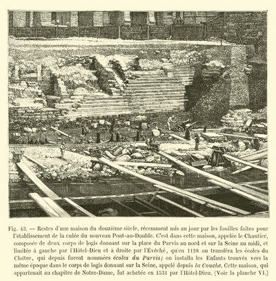 Restos de una casa del siglo XII, recientemente descubiertos por las excavaciones hechas para el establecimiento del nuevo Pont-au-Double de French School