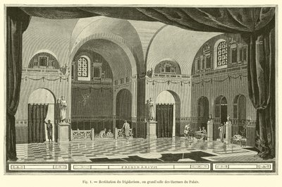 Restitución del frigidarium, o gran sala de los baños del Palacio de French School