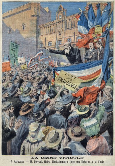 Revuelta de los viñedos en el sur de Francia en 1907 (impresión) de French School
