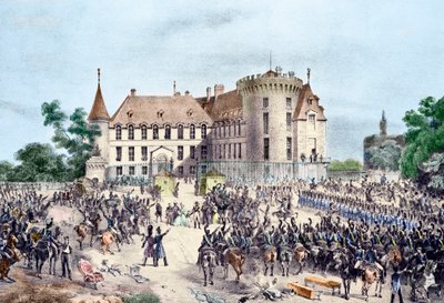 Revolución de 1830, Carlos X presenta a la Guardia Nacional (grabado) de French School