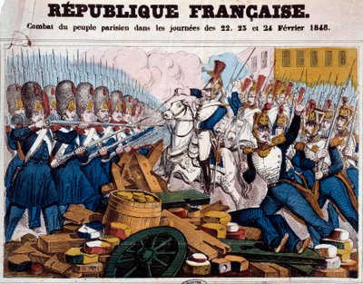 Revolución de 1848: la lucha del pueblo parisino en las barricadas los días 22, 23 y 24 de febrero de French School