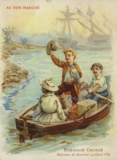 Robinson Crusoe en bote de remos de French School