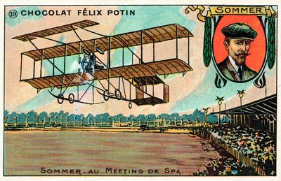 Roger Sommer volando en la Reunión de Aviación de Spa, Bélgica de French School