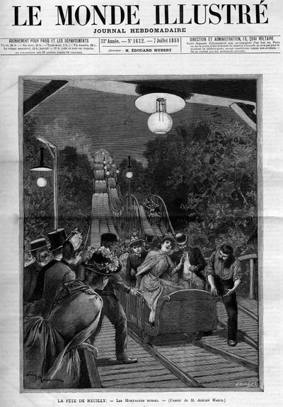 Montaña rusa, en la fiesta de Neuilly sur Seine, julio de 1888. Portada del periódico “El Mundo Ilustre” de French School