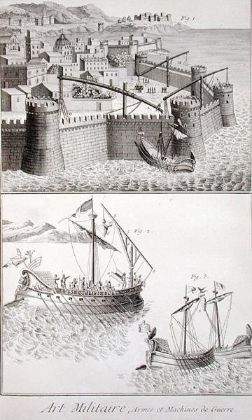 Maquinaria romana para la guerra naval, de la 