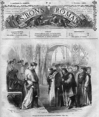 Serie romana: “” Notre Dame de París”” por Victor Hugo (1802-1885). Grabado en “” Les bons romances”” de French School